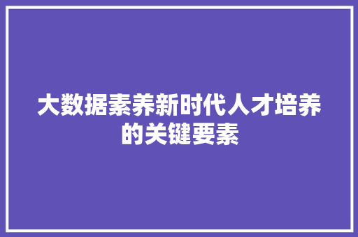 大数据素养新时代人才培养的关键要素