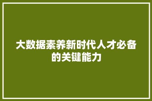 大数据素养新时代人才必备的关键能力