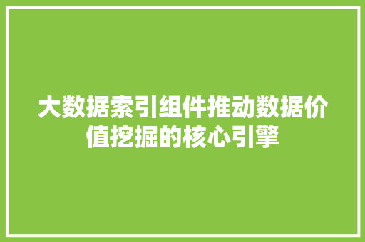 大数据索引组件推动数据价值挖掘的核心引擎