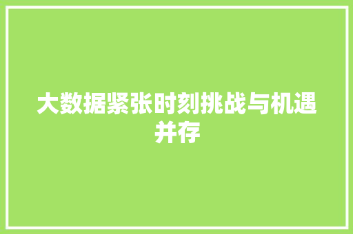 大数据紧张时刻挑战与机遇并存  第1张