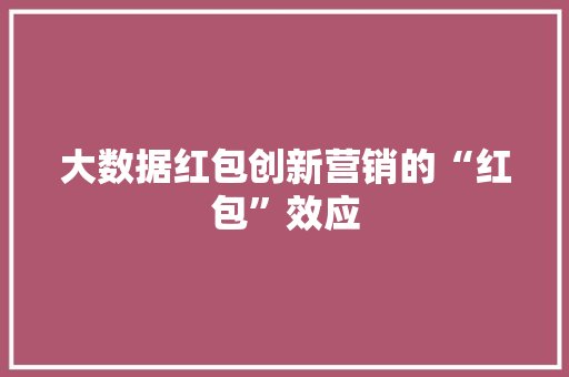 大数据红包创新营销的“红包”效应
