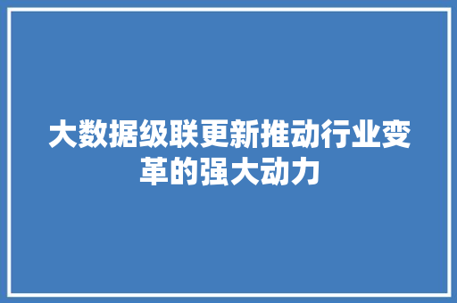 大数据级联更新推动行业变革的强大动力