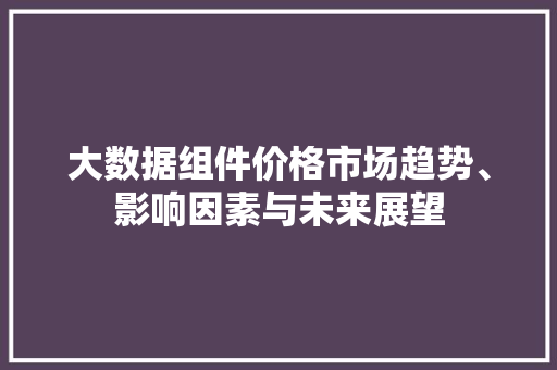 大数据组件价格市场趋势、影响因素与未来展望  第1张