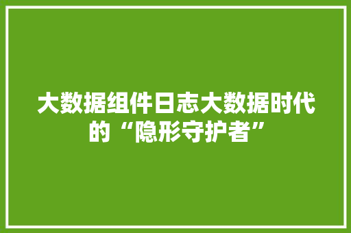 大数据组件日志大数据时代的“隐形守护者”  第1张
