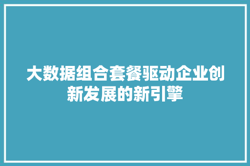 大数据组合套餐驱动企业创新发展的新引擎