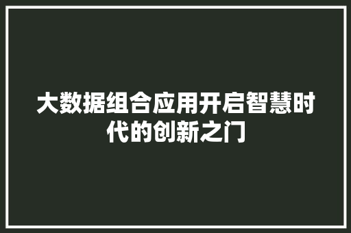 大数据组合应用开启智慧时代的创新之门  第1张