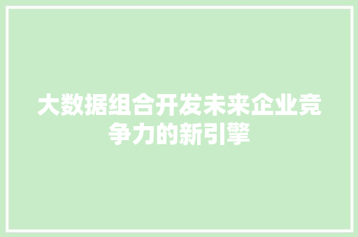 大数据组合开发未来企业竞争力的新引擎