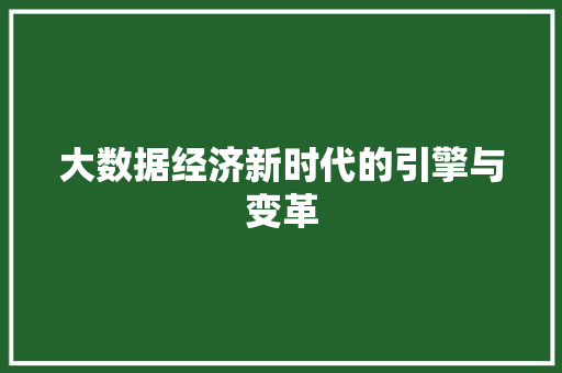 大数据经济新时代的引擎与变革  第1张