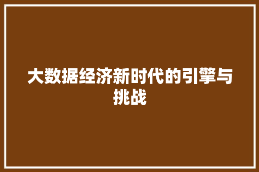 大数据经济新时代的引擎与挑战  第1张