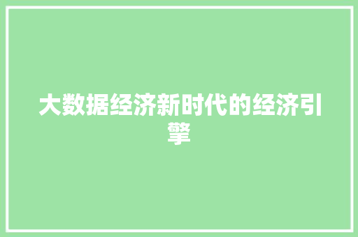 大数据经济新时代的经济引擎  第1张