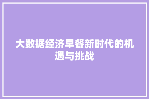 大数据经济早餐新时代的机遇与挑战  第1张