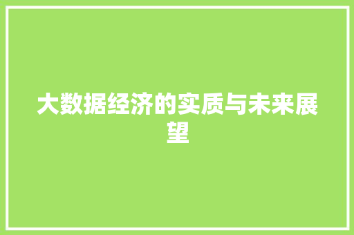 大数据经济的实质与未来展望  第1张