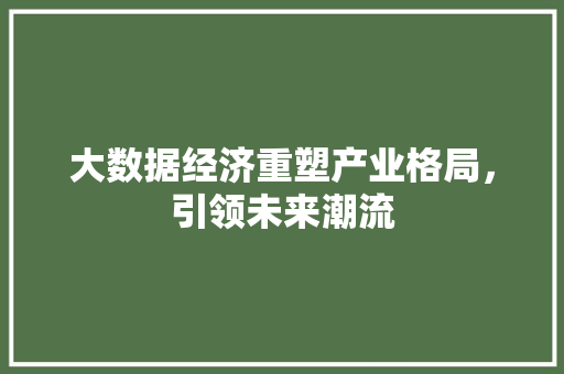 大数据经济重塑产业格局，引领未来潮流  第1张