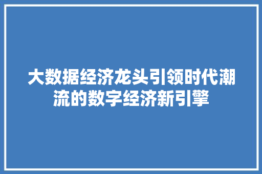 大数据经济龙头引领时代潮流的数字经济新引擎  第1张