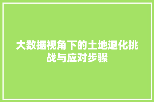 大数据视角下的土地退化挑战与应对步骤