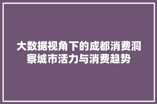 大数据视角下的成都消费洞察城市活力与消费趋势  第1张