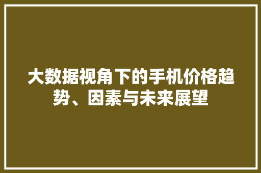 大数据视角下的手机价格趋势、因素与未来展望