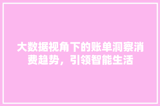 大数据视角下的账单洞察消费趋势，引领智能生活  第1张