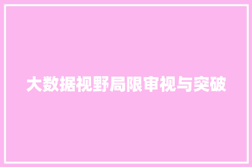 大数据视野局限审视与突破