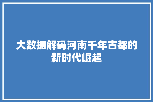 大数据解码河南千年古都的新时代崛起  第1张