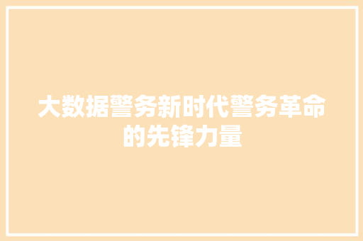 大数据警务新时代警务革命的先锋力量  第1张