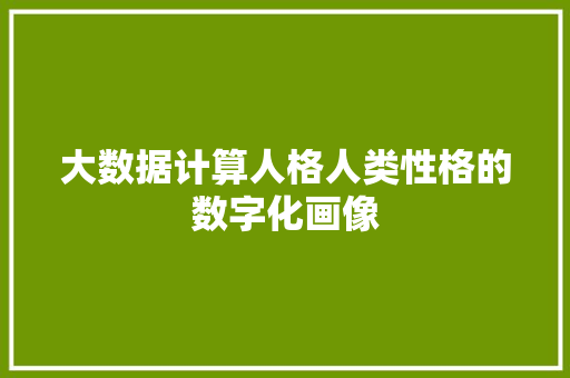 大数据计算人格人类性格的数字化画像