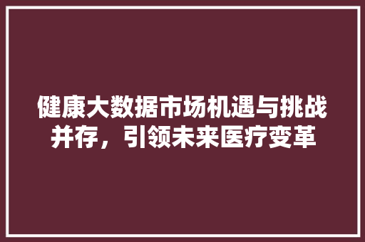 健康大数据市场机遇与挑战并存，引领未来医疗变革  第1张