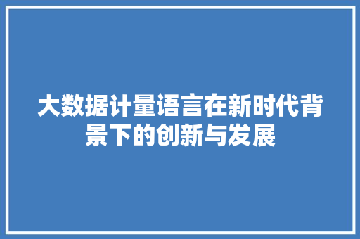 大数据计量语言在新时代背景下的创新与发展