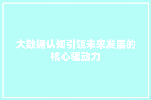 大数据认知引领未来发展的核心驱动力