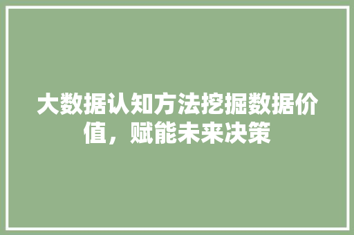 大数据认知方法挖掘数据价值，赋能未来决策