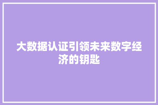 大数据认证引领未来数字经济的钥匙  第1张