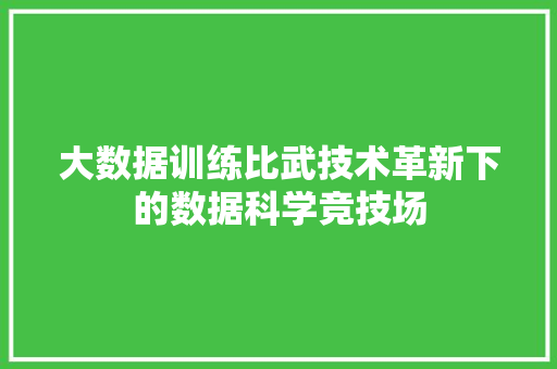 大数据训练比武技术革新下的数据科学竞技场