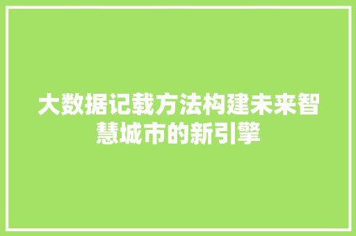 大数据记载方法构建未来智慧城市的新引擎
