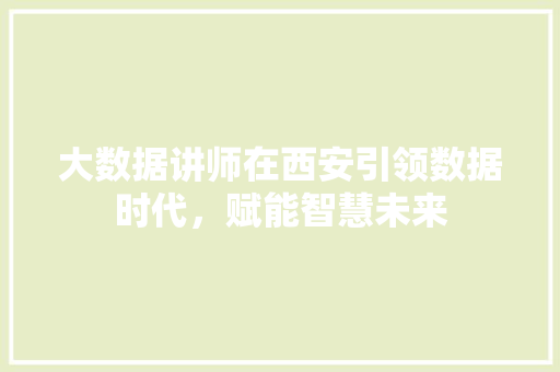 大数据讲师在西安引领数据时代，赋能智慧未来