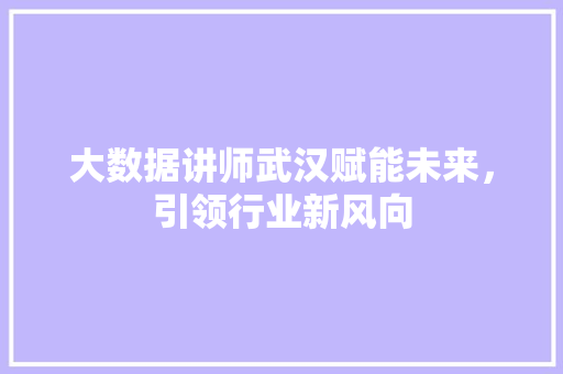 大数据讲师武汉赋能未来，引领行业新风向  第1张