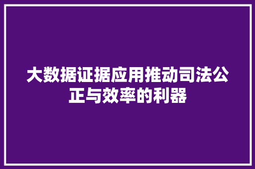 大数据证据应用推动司法公正与效率的利器
