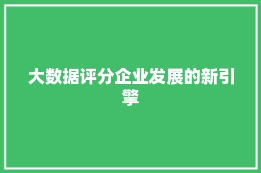 大数据评分企业发展的新引擎  第1张