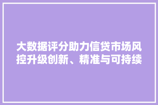 大数据评分助力信贷市场风控升级创新、精准与可持续  第1张