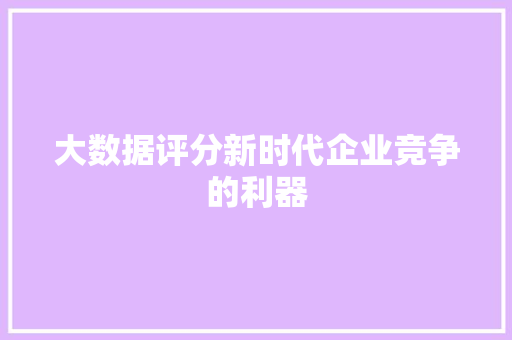 大数据评分新时代企业竞争的利器  第1张