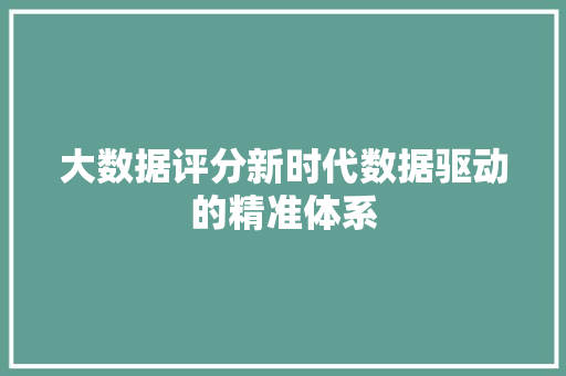 大数据评分新时代数据驱动的精准体系