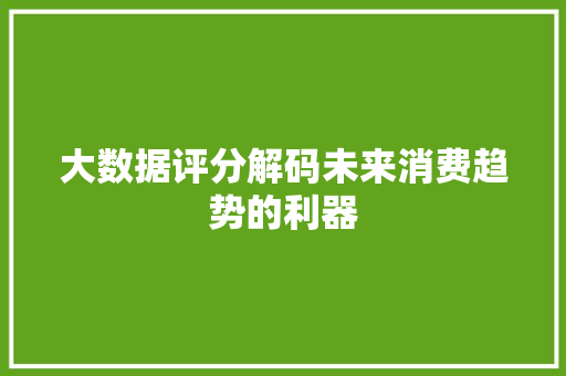 大数据评分解码未来消费趋势的利器