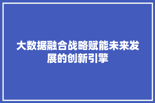 大数据融合战略赋能未来发展的创新引擎  第1张