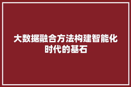 大数据融合方法构建智能化时代的基石  第1张