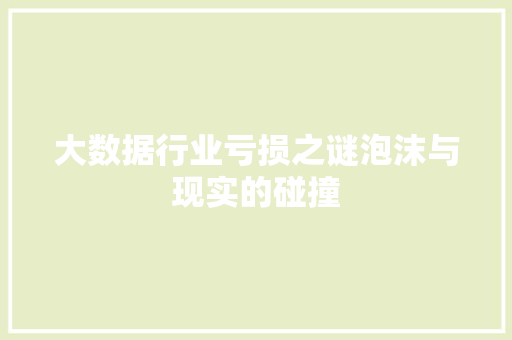 大数据行业亏损之谜泡沫与现实的碰撞  第1张