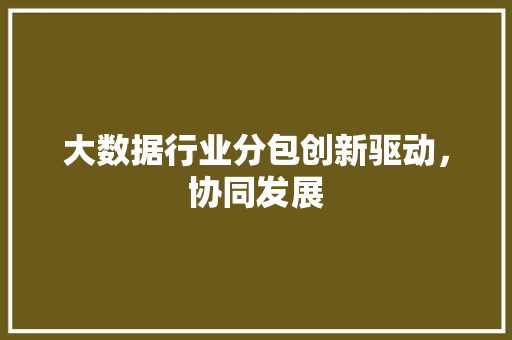 大数据行业分包创新驱动，协同发展