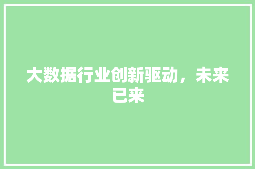 大数据行业创新驱动，未来已来  第1张