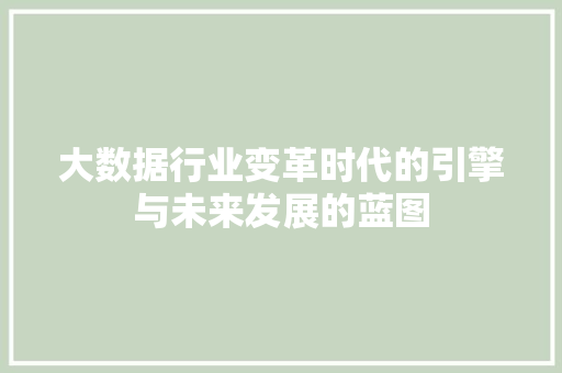 大数据行业变革时代的引擎与未来发展的蓝图  第1张