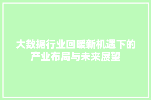 大数据行业回暖新机遇下的产业布局与未来展望  第1张