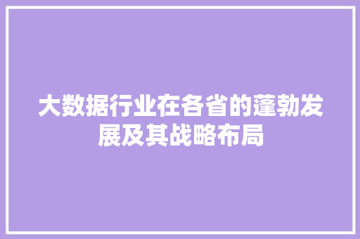 大数据行业在各省的蓬勃发展及其战略布局  第1张
