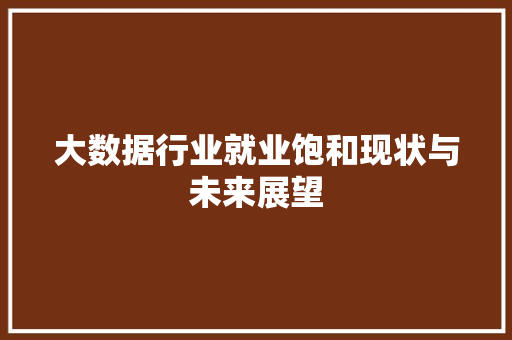 大数据行业就业饱和现状与未来展望  第1张